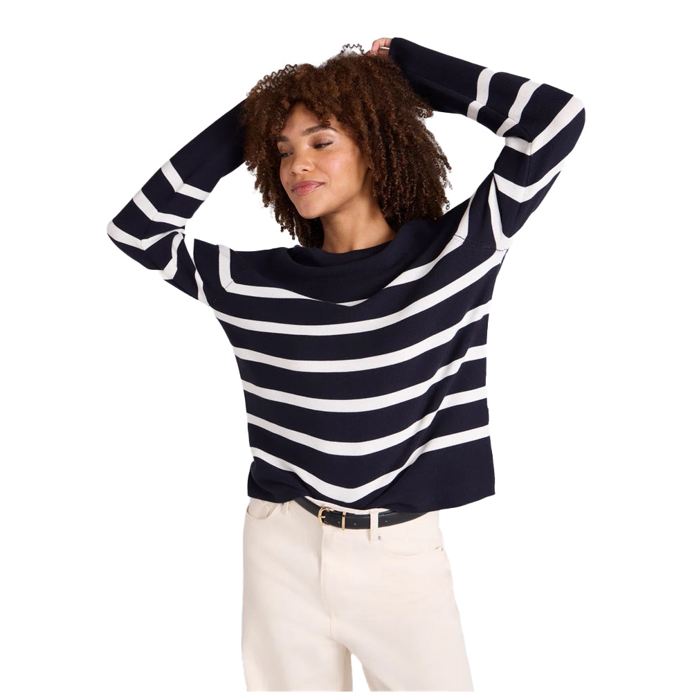Navy - Side - Animal Womens-Ladies Cotton Textured Jumper