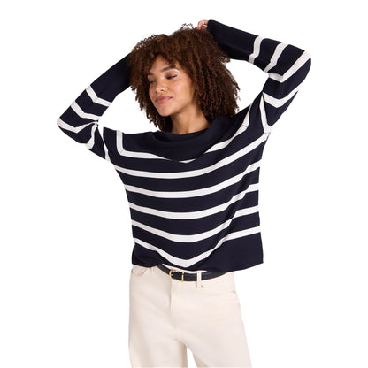 Navy - Side - Animal Womens-Ladies Cotton Textured Jumper
