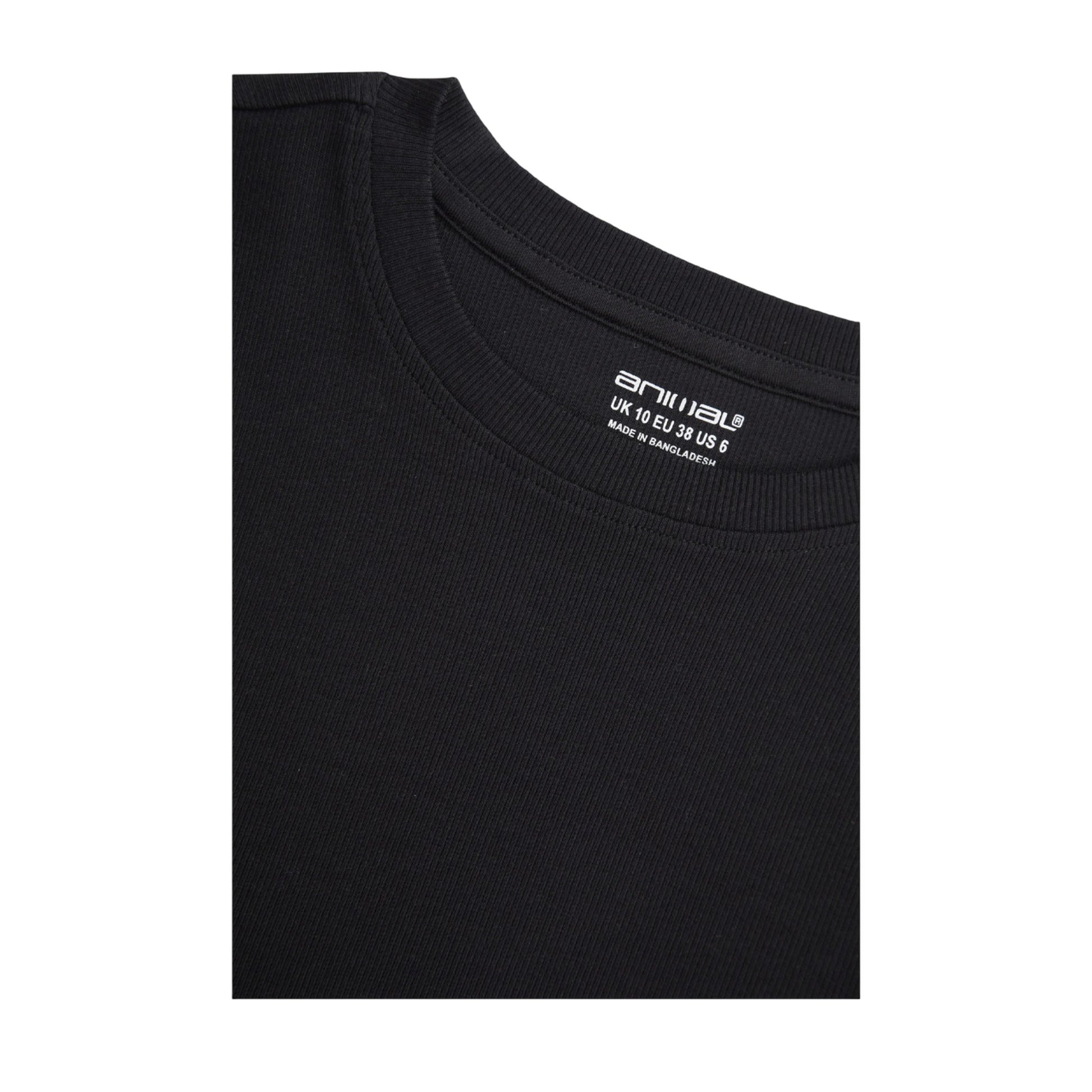 Black - Side - Animal Womens-Ladies Evo Ribbed T-Shirt