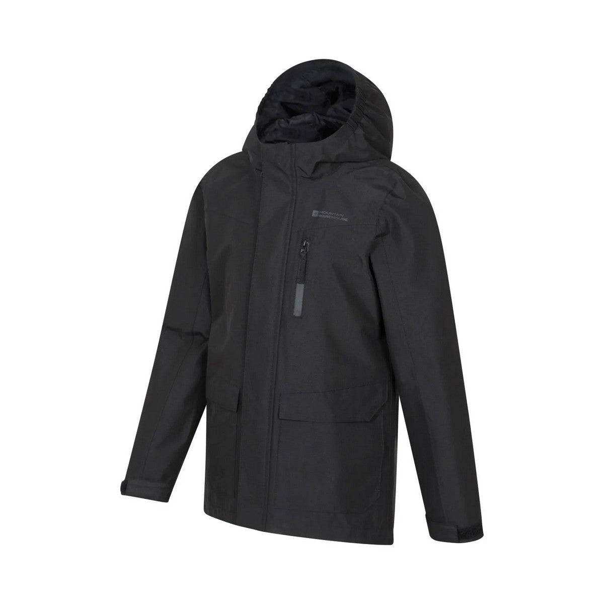 Black - Side - Mountain Warehouse Childrens-Kids Noah Waterproof Jacket