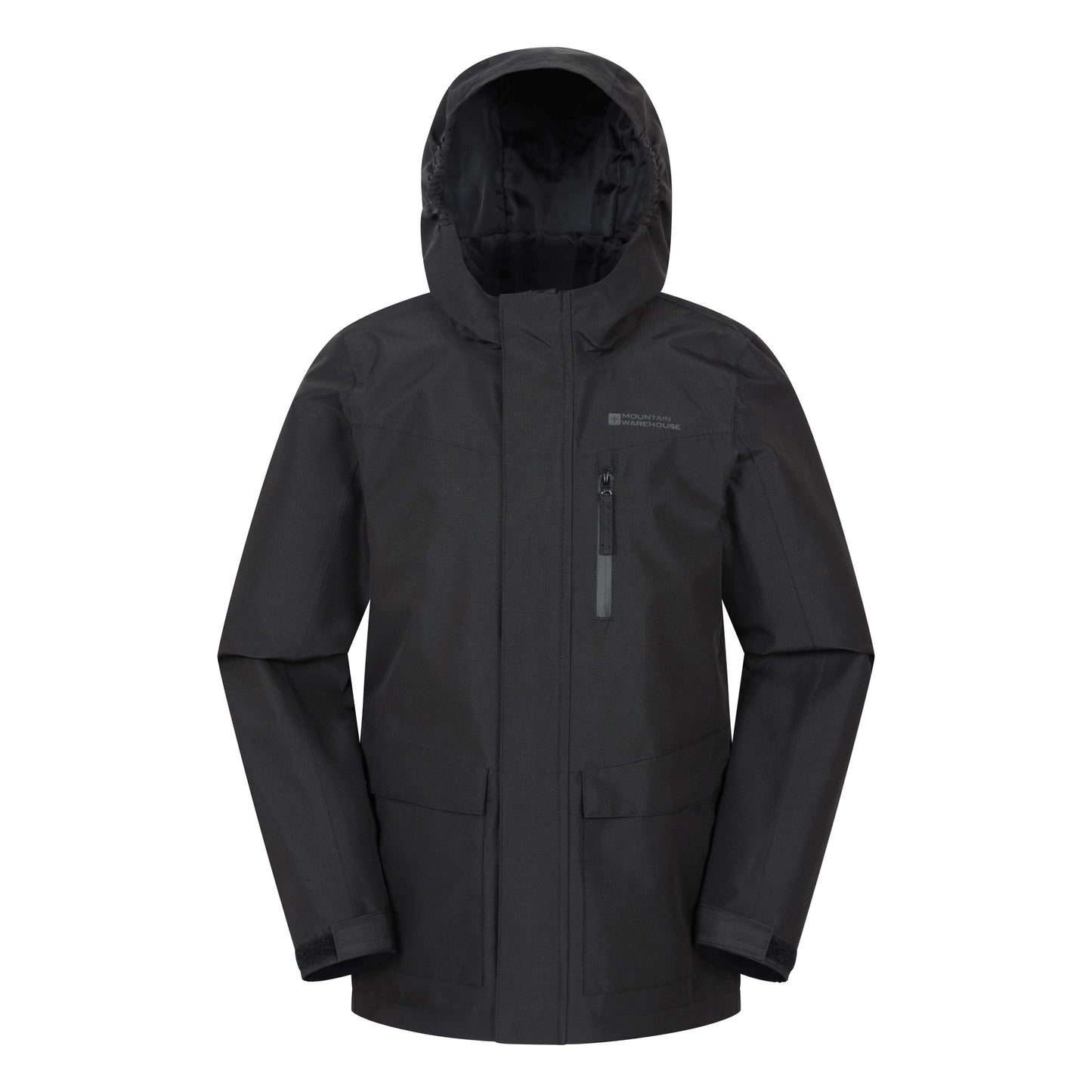 Black - Front - Mountain Warehouse Childrens-Kids Noah Waterproof Jacket