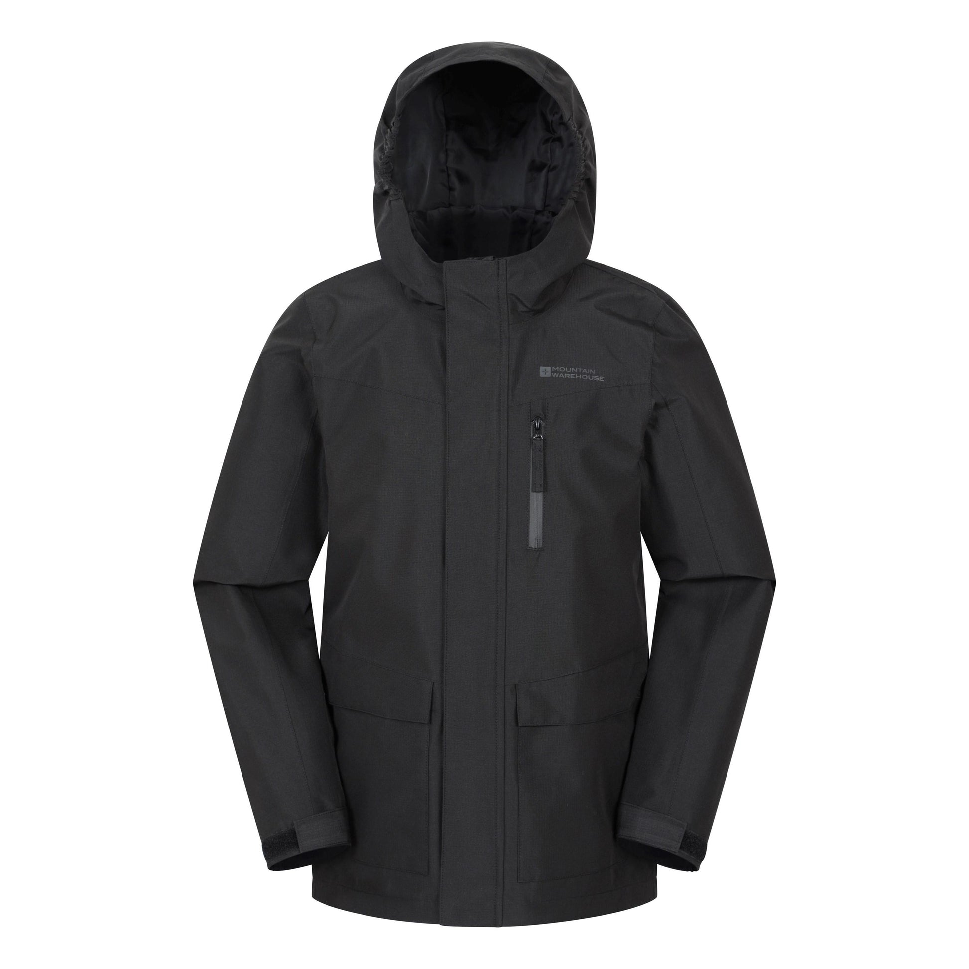 Black - Front - Mountain Warehouse Childrens-Kids Noah Waterproof Jacket
