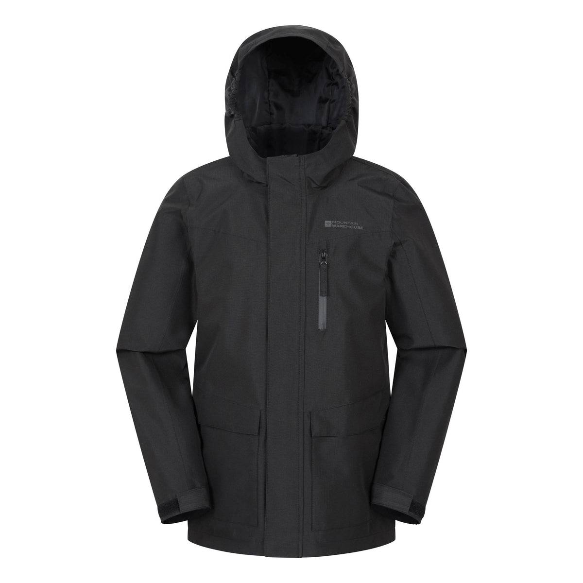 Black - Front - Mountain Warehouse Childrens-Kids Noah Waterproof Jacket