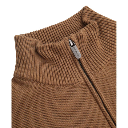 Mustard - Back - Animal Mens Ribbed Quarter Zip Jumper