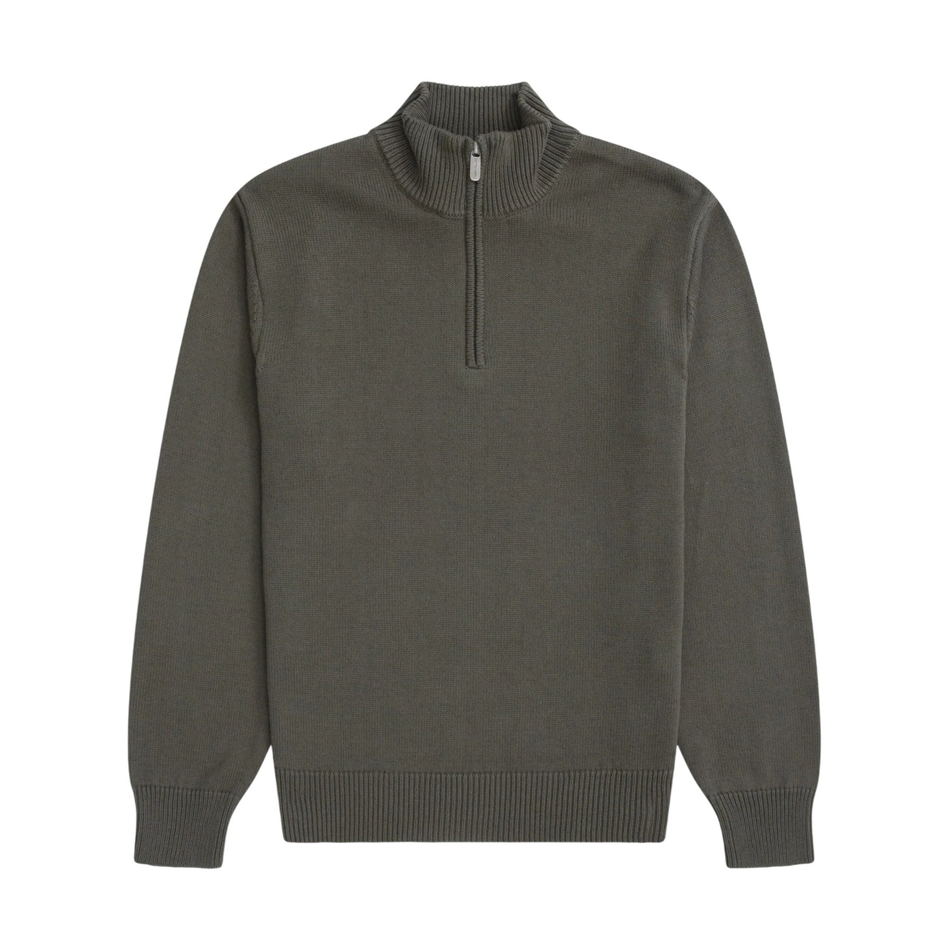 Khaki Green - Front - Animal Mens Ribbed Quarter Zip Jumper