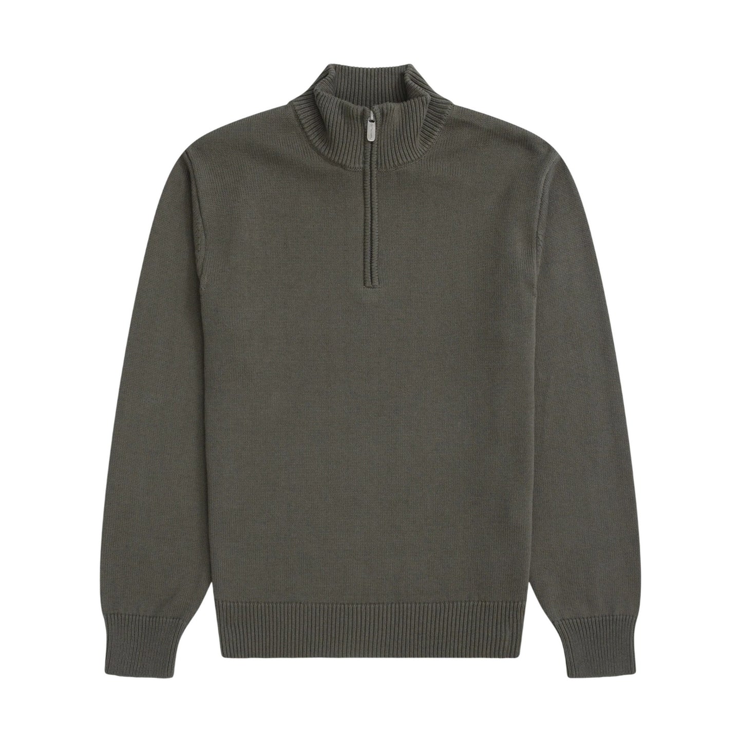 Khaki Green - Front - Animal Mens Ribbed Quarter Zip Jumper