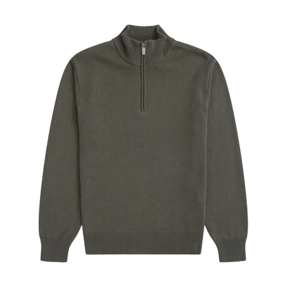 Khaki Green - Front - Animal Mens Ribbed Quarter Zip Jumper