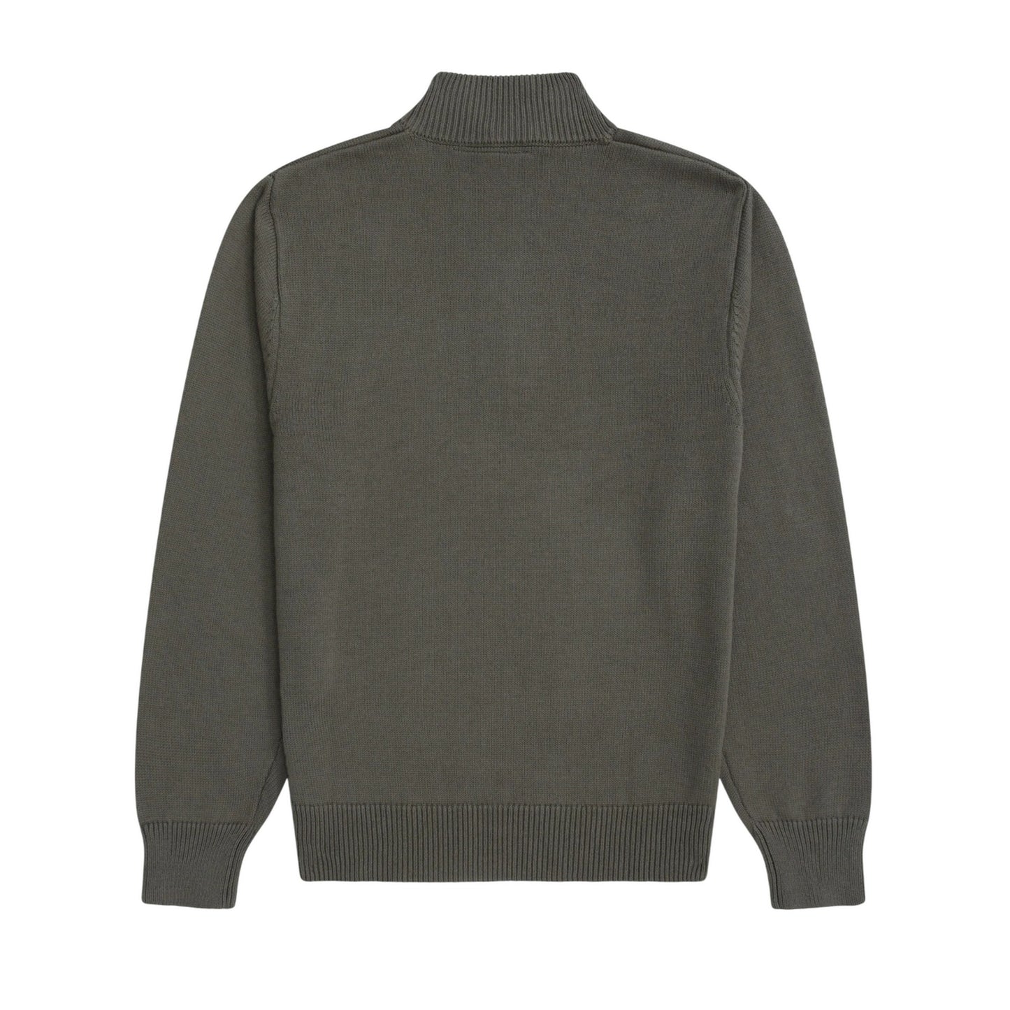 Khaki Green - Back - Animal Mens Ribbed Quarter Zip Jumper