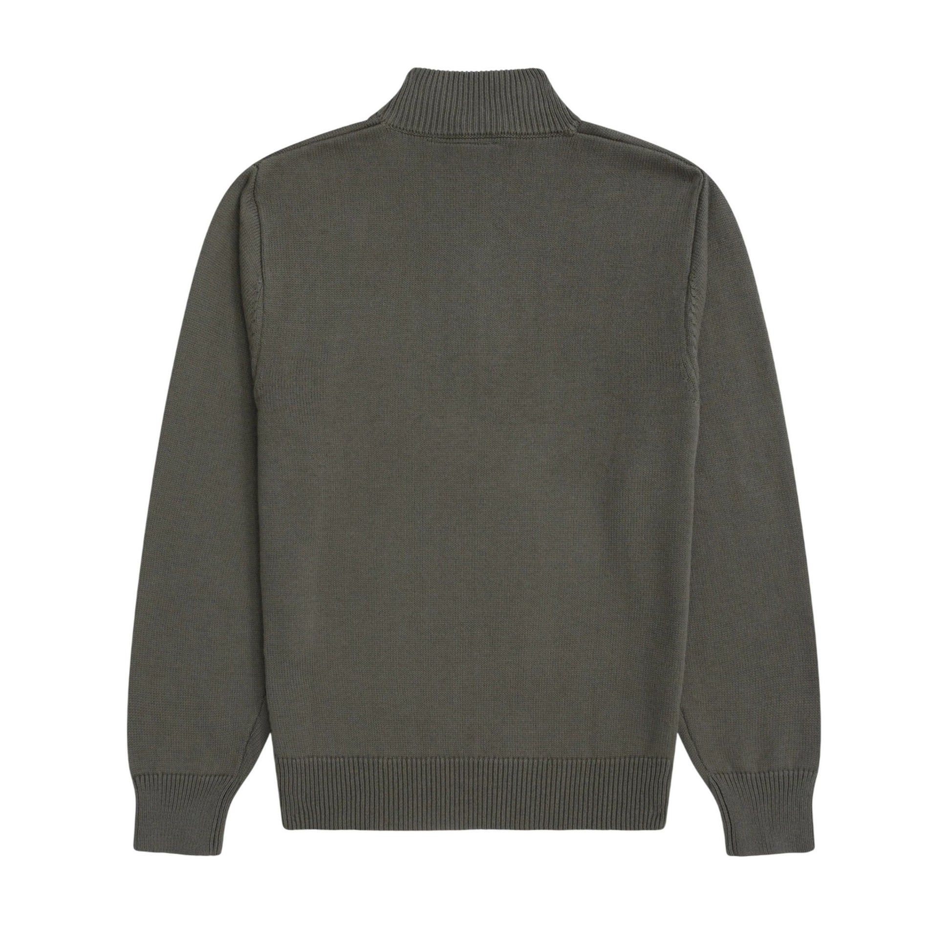 Khaki Green - Back - Animal Mens Ribbed Quarter Zip Jumper