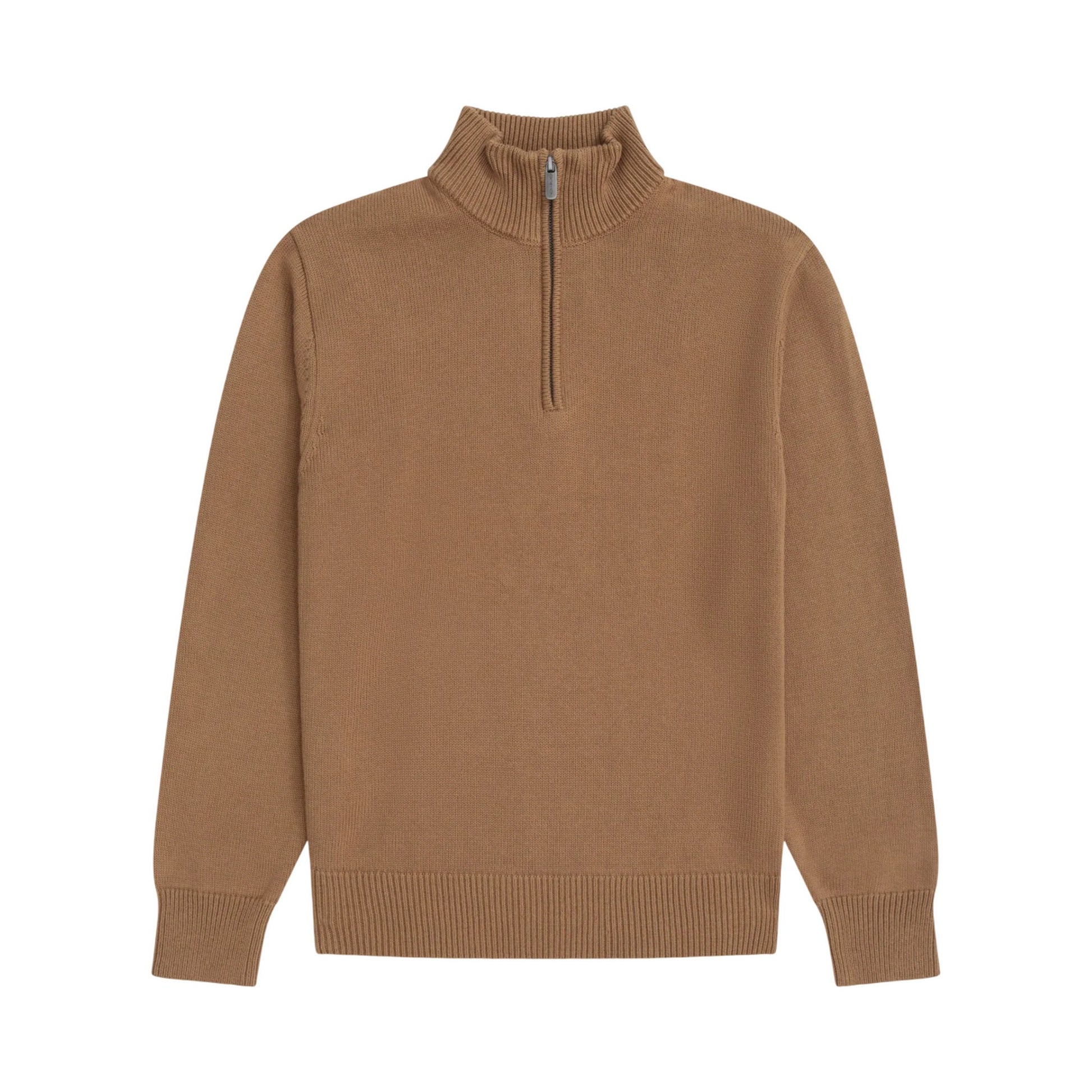 Mustard - Front - Animal Mens Ribbed Quarter Zip Jumper