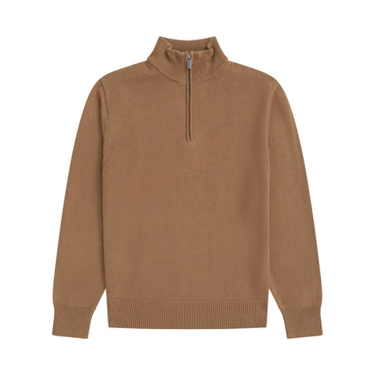 Mustard - Front - Animal Mens Ribbed Quarter Zip Jumper