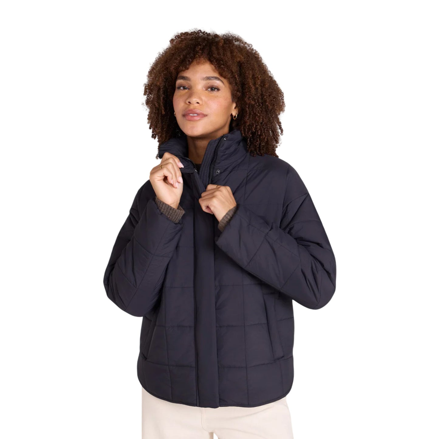 Black - Side - Animal Womens-Ladies Nina Grid Quilted Padded Jacket