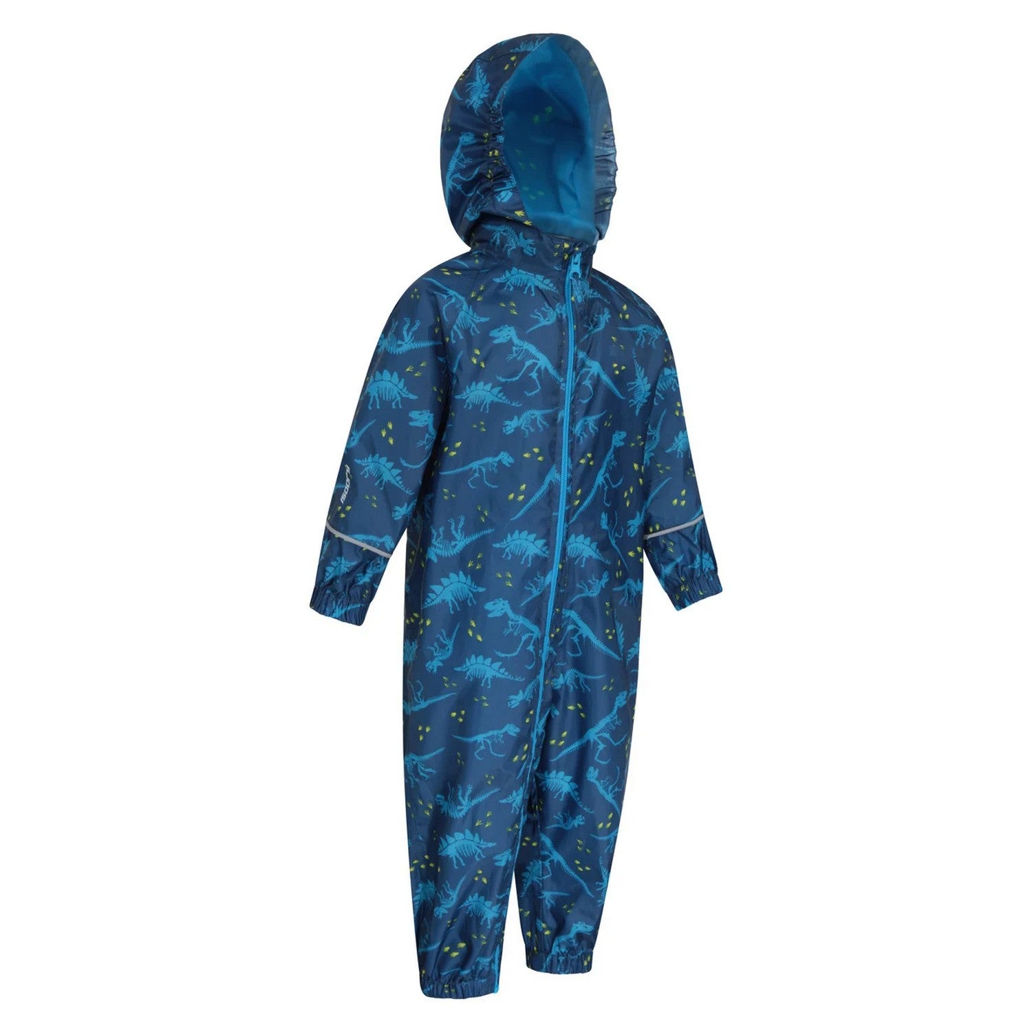 Blue - Side - Mountain Warehouse Childrens-Kids Puddle Dinosaurs Waterproof Snowsuit