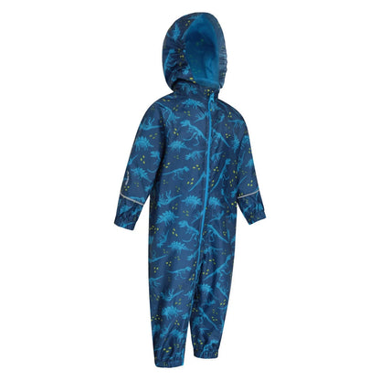 Blue - Side - Mountain Warehouse Childrens-Kids Puddle Dinosaurs Waterproof Snowsuit