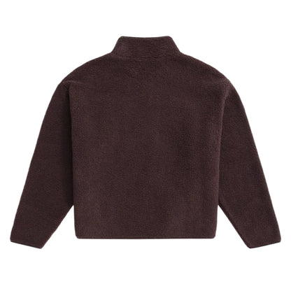 Brown - Back - Animal Womens-Ladies Billie Bouclé Popper Detail Fleece Top