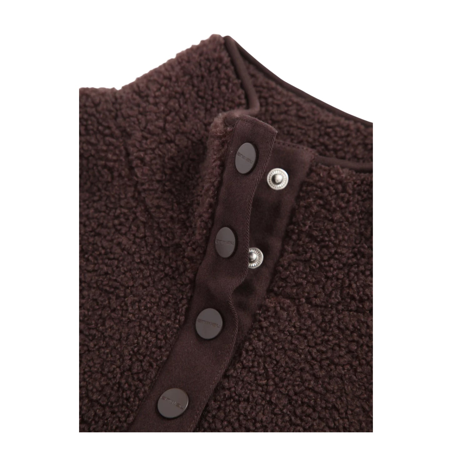 Brown - Side - Animal Womens-Ladies Billie Bouclé Popper Detail Fleece Top
