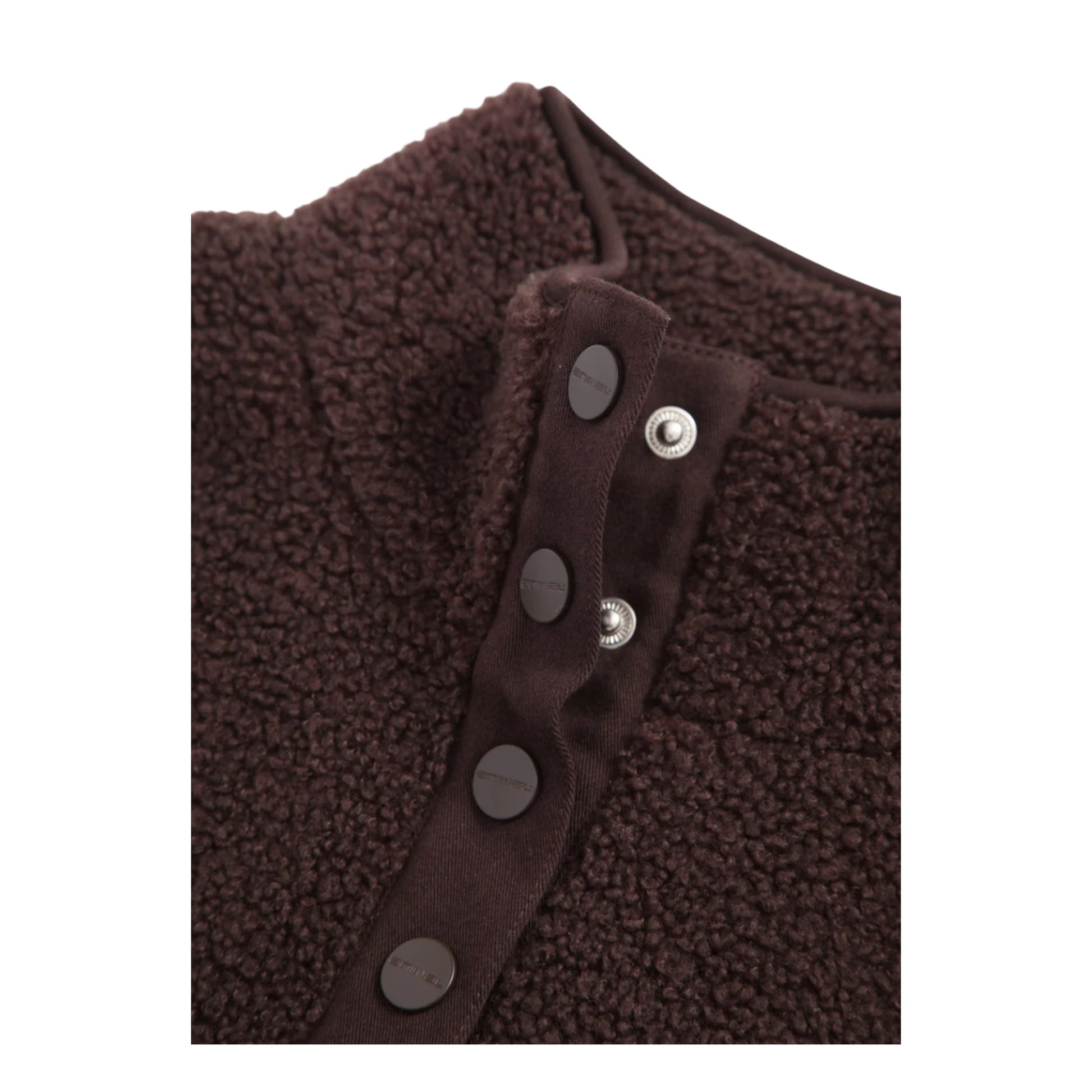 Brown - Side - Animal Womens-Ladies Billie Bouclé Popper Detail Fleece Top