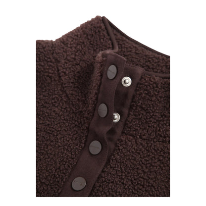 Brown - Side - Animal Womens-Ladies Billie Bouclé Popper Detail Fleece Top