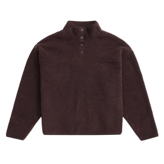 Brown - Front - Animal Womens-Ladies Billie Bouclé Popper Detail Fleece Top