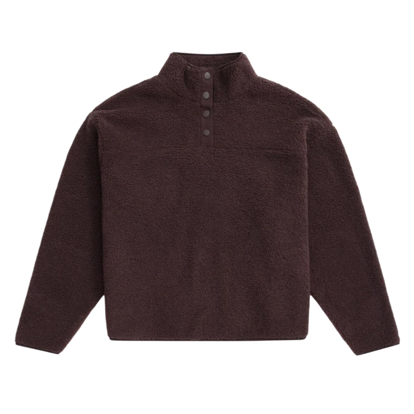 Brown - Front - Animal Womens-Ladies Billie Bouclé Popper Detail Fleece Top