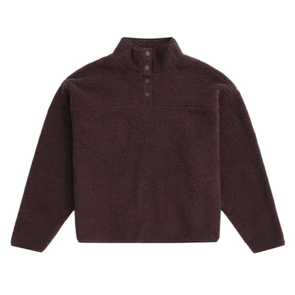 Brown - Front - Animal Womens-Ladies Billie Bouclé Popper Detail Fleece Top