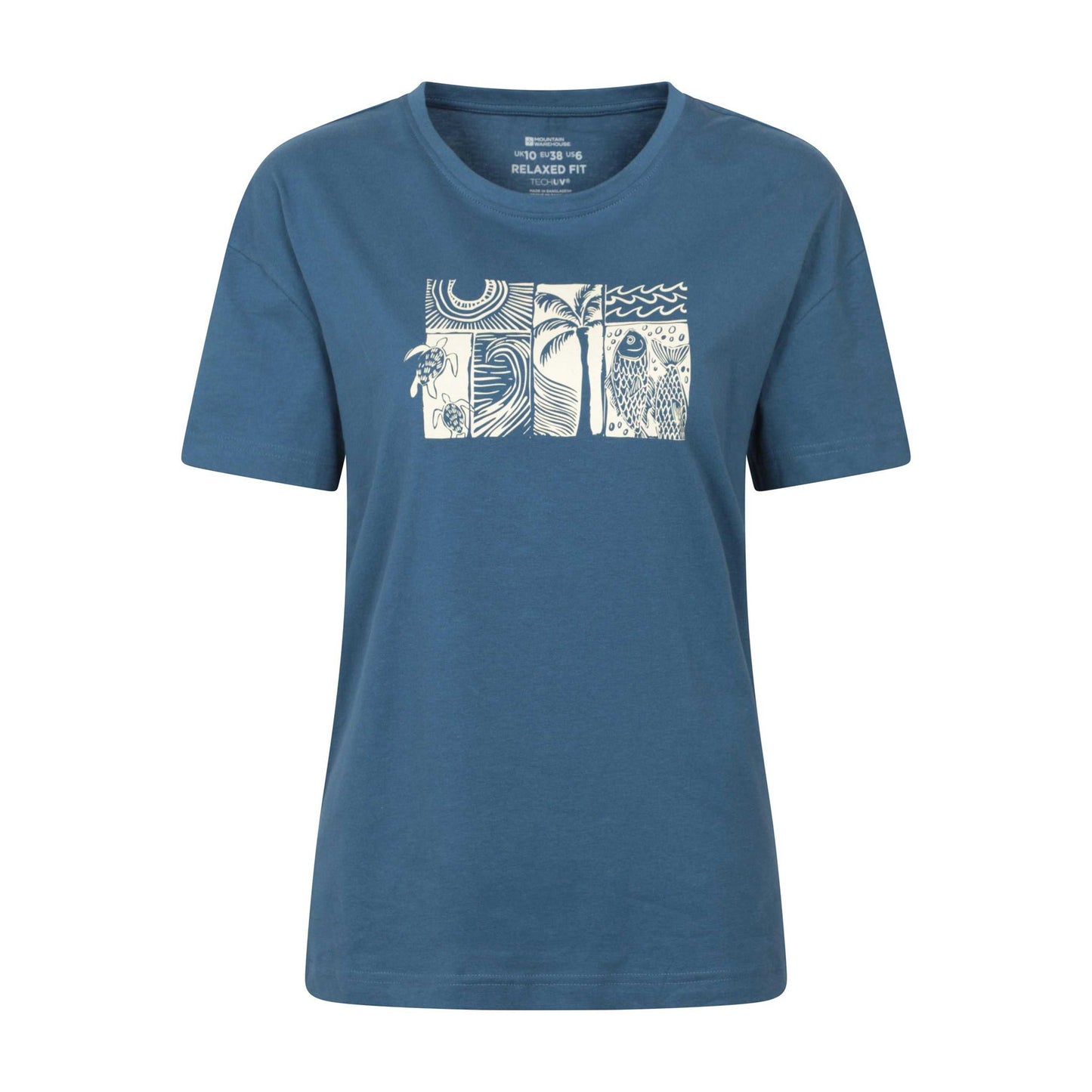 Navy - Front - Mountain Warehouse Womens-Ladies Sea Relaxed Fit T-Shirt