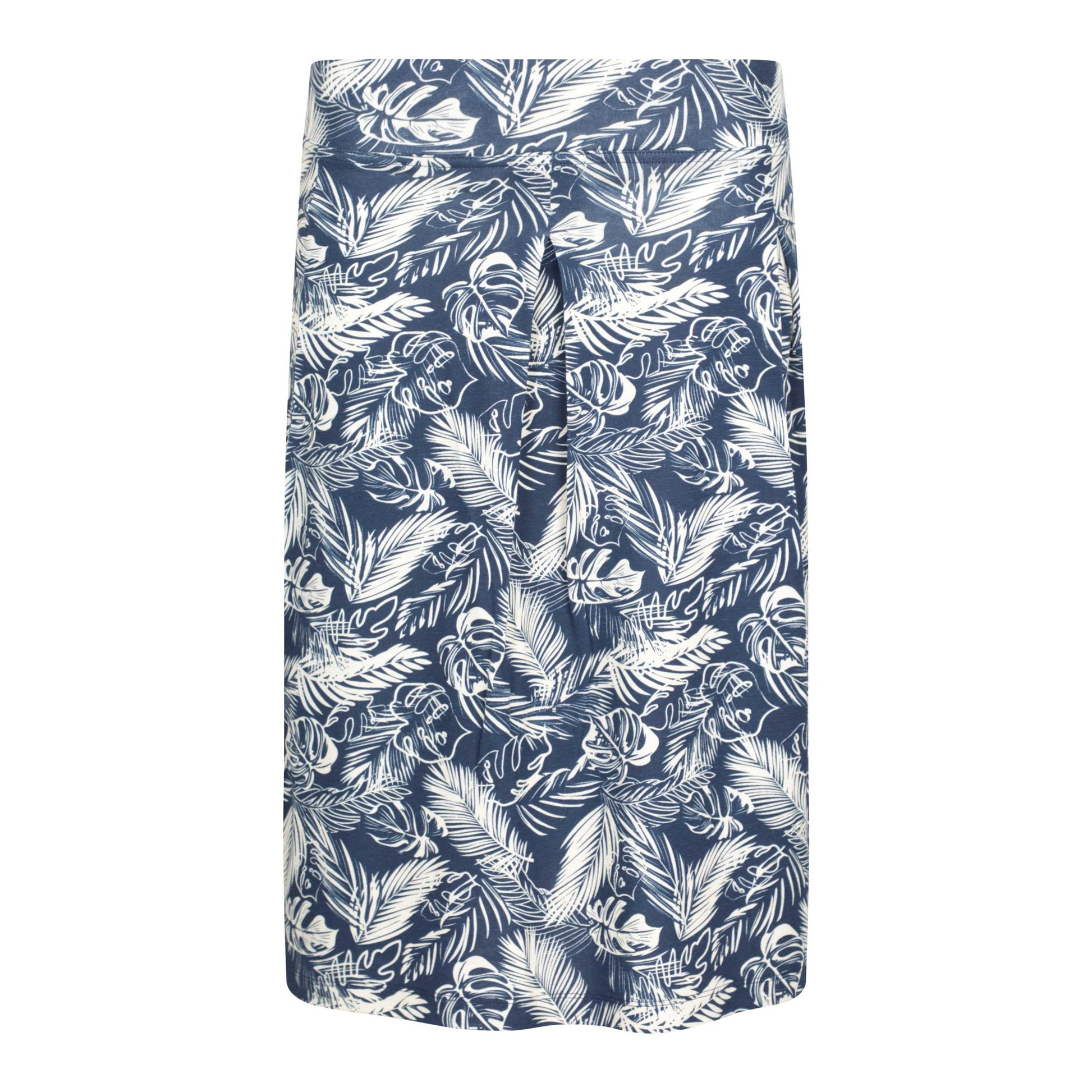 Navy - Front - Mountain Warehouse Womens-Ladies Waterfront Tropical Leaves Jersey Midi Skirt