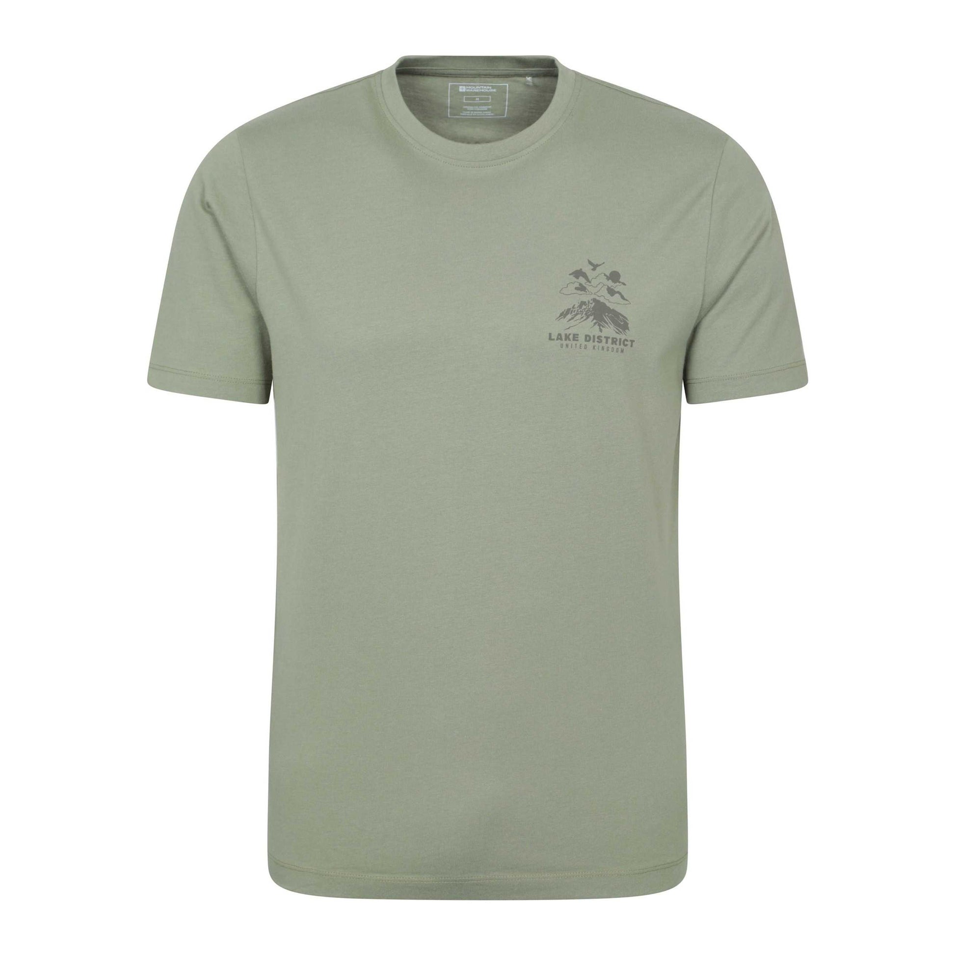 Khaki Green - Front - Mountain Warehouse Mens Lake District Chest Print T-Shirt