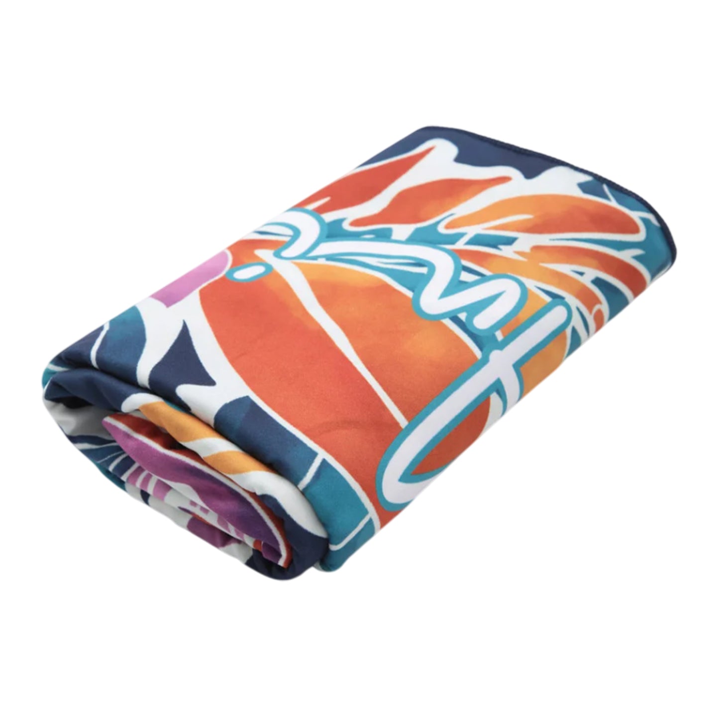 Blue-Pink - Back - Animal Hibiscus Travel Microfibre Towel