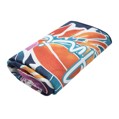 Blue-Pink - Back - Animal Hibiscus Travel Microfibre Towel