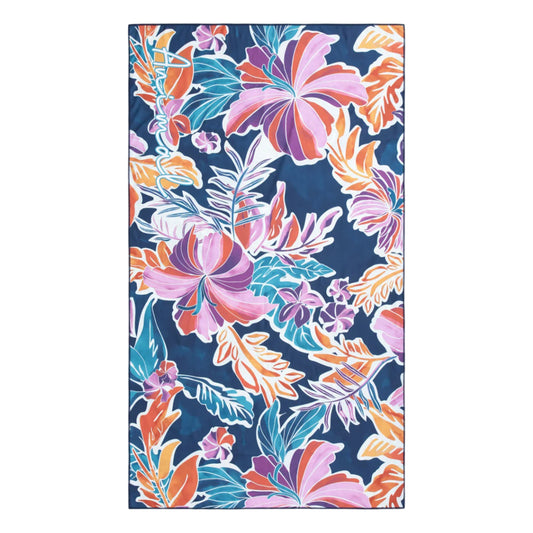 Blue-Pink - Front - Animal Hibiscus Travel Microfibre Towel