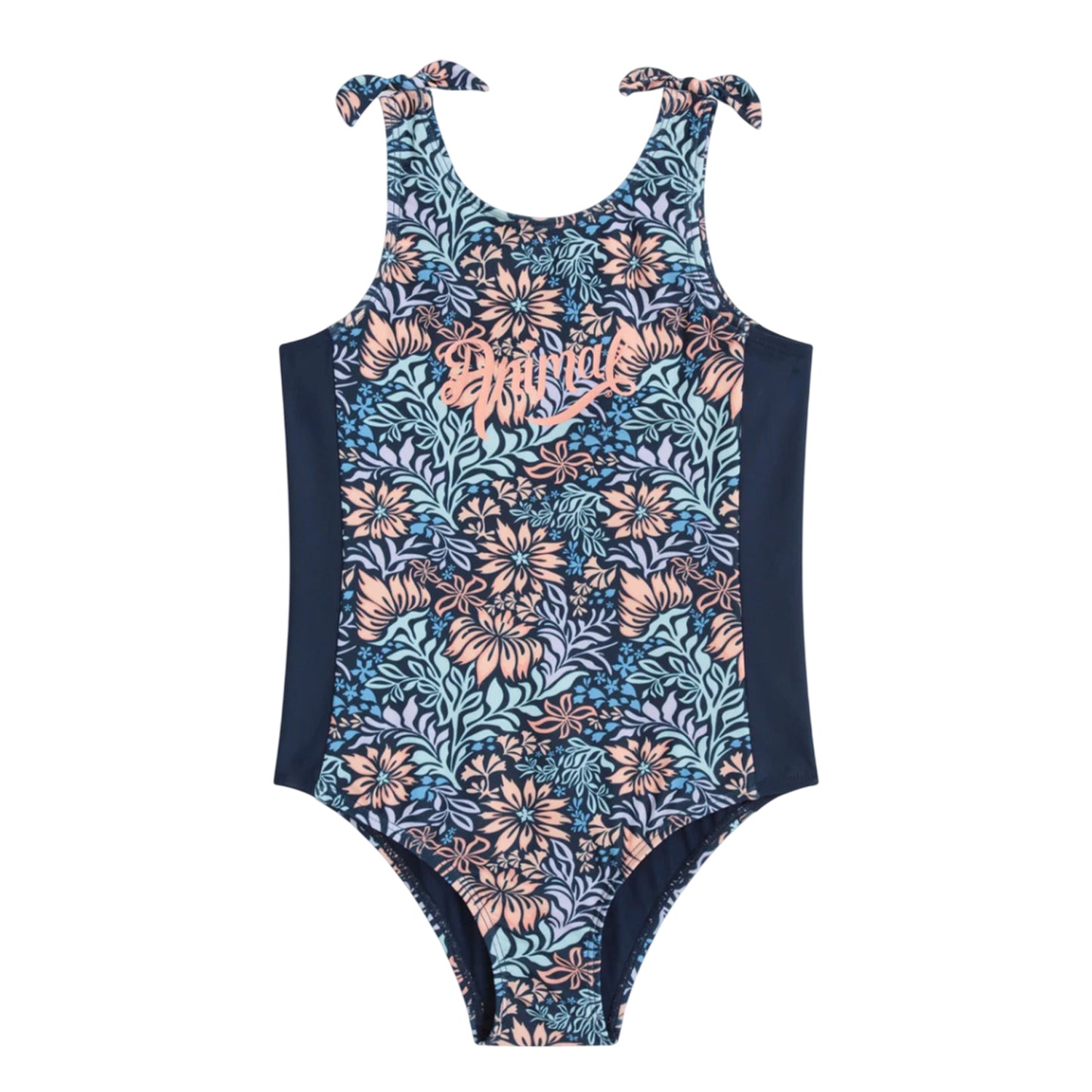 Navy - Front - Animal Childrens-Kids Vacation Floral One Piece Swimsuit
