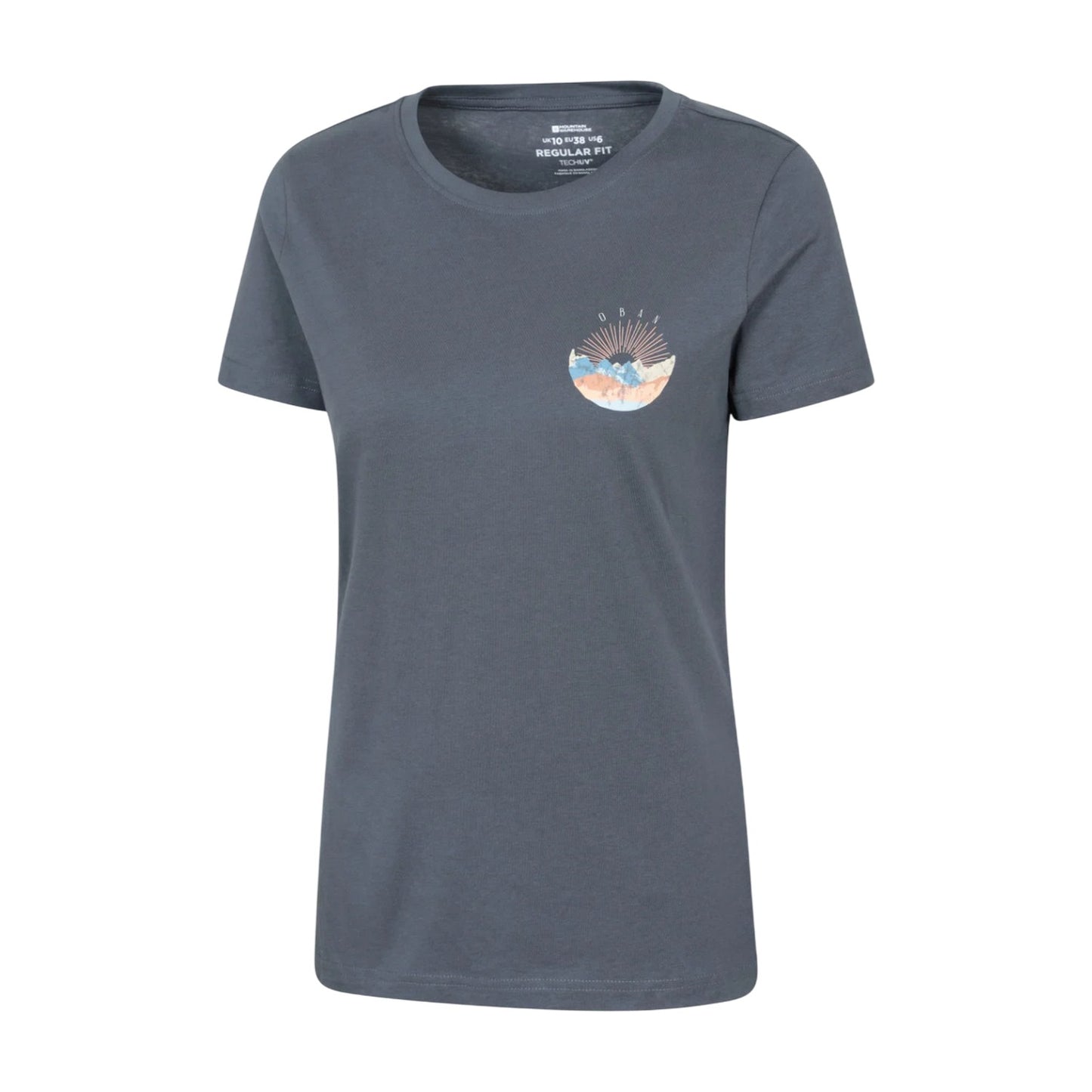Dark Blue - Side - Mountain Warehouse Womens-Ladies Oban Chest Print Relaxed Fit T-Shirt