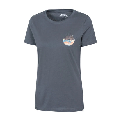 Dark Blue - Side - Mountain Warehouse Womens-Ladies Oban Chest Print Relaxed Fit T-Shirt