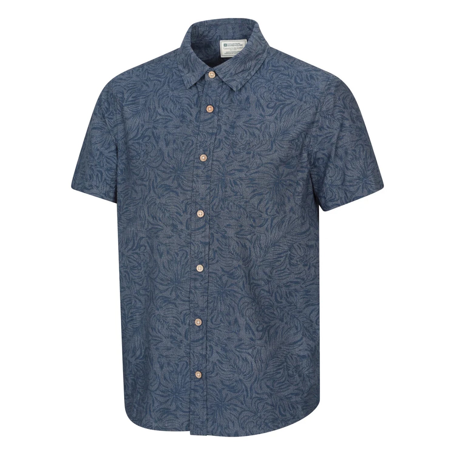 Pale Blue - Side - Mountain Warehouse Mens Tropical Patterned Short-Sleeved Shirt