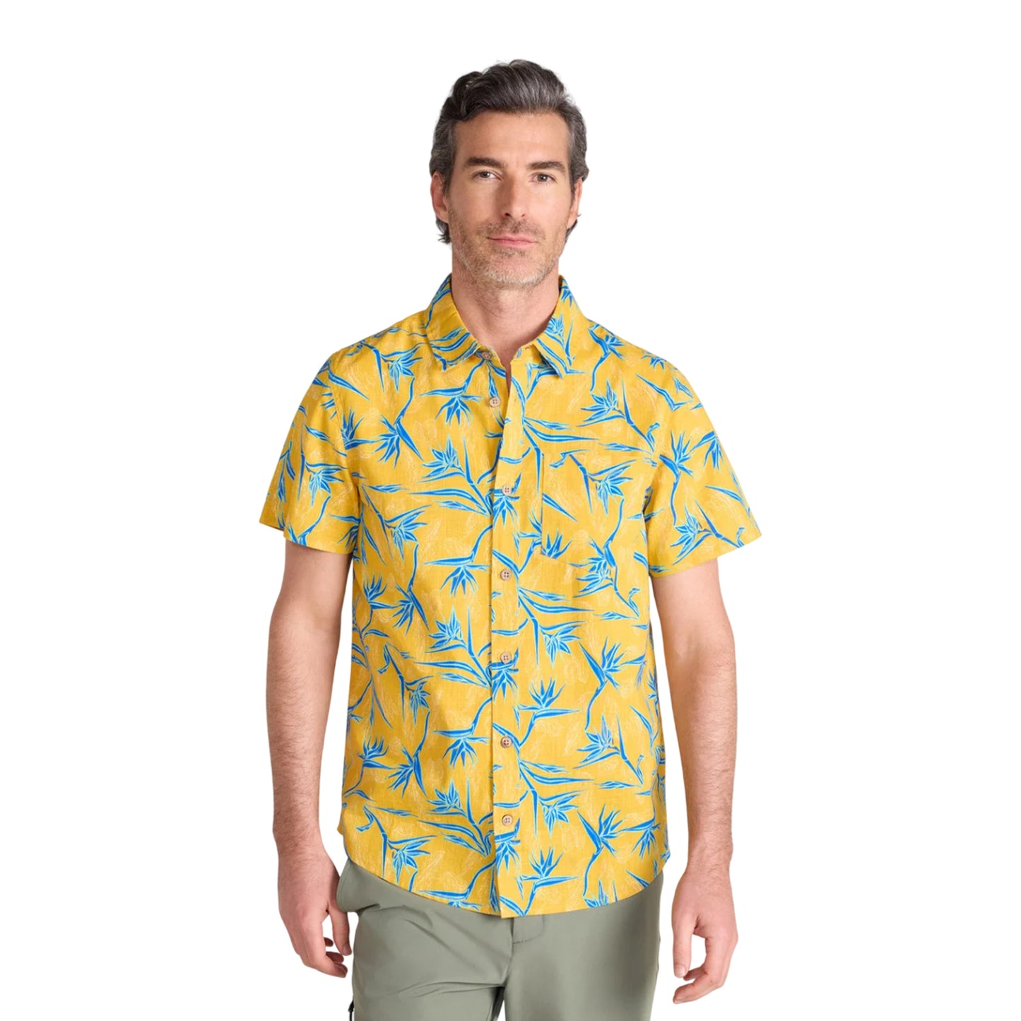 Mustard - Front - Mountain Warehouse Mens Tropical Tree Branch Short-Sleeved Shirt
