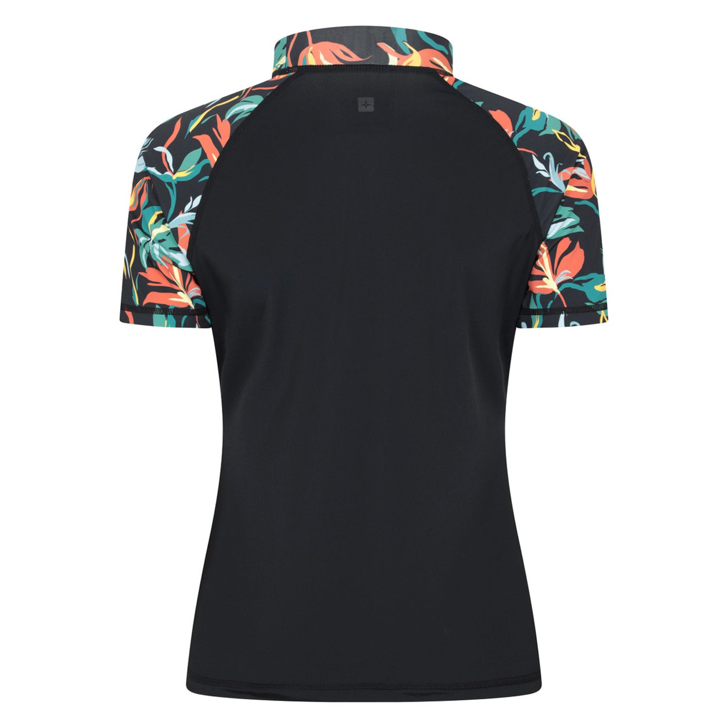 Jet Black - Back - Animal Womens-Ladies Floral Pattern Rash Top