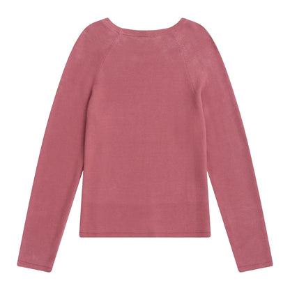 Pink - Back - Animal Womens-Ladies Textured Cotton Jumper