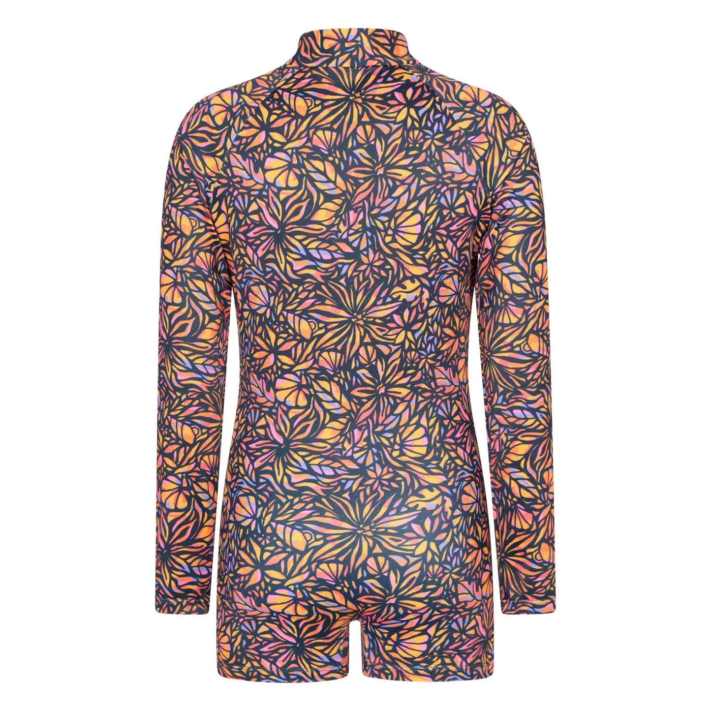 Neon Orange - Back - Mountain Warehouse Childrens-Kids Mira Flowers Long-Sleeved Rash Guard