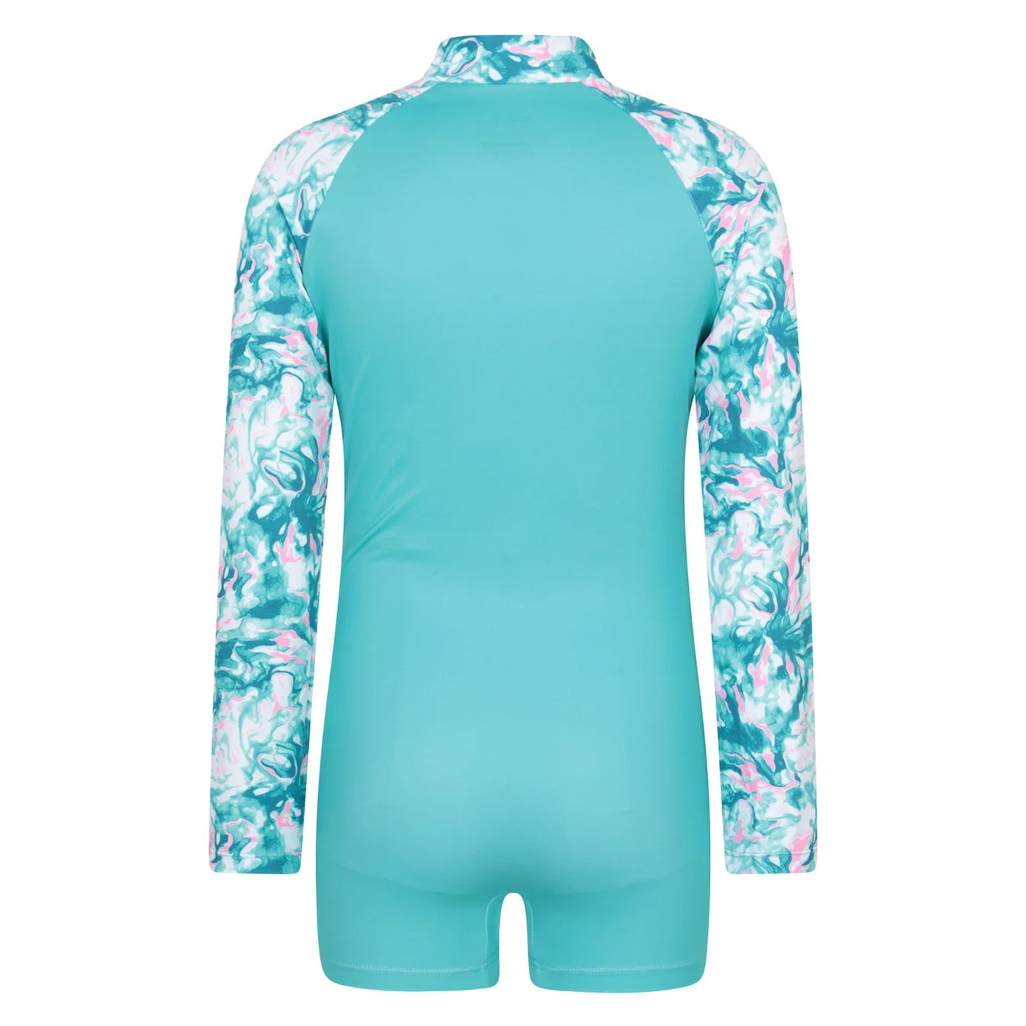 Turquoise - Back - Mountain Warehouse Childrens-Kids Mira Marble Effect Long-Sleeved Rash Guard