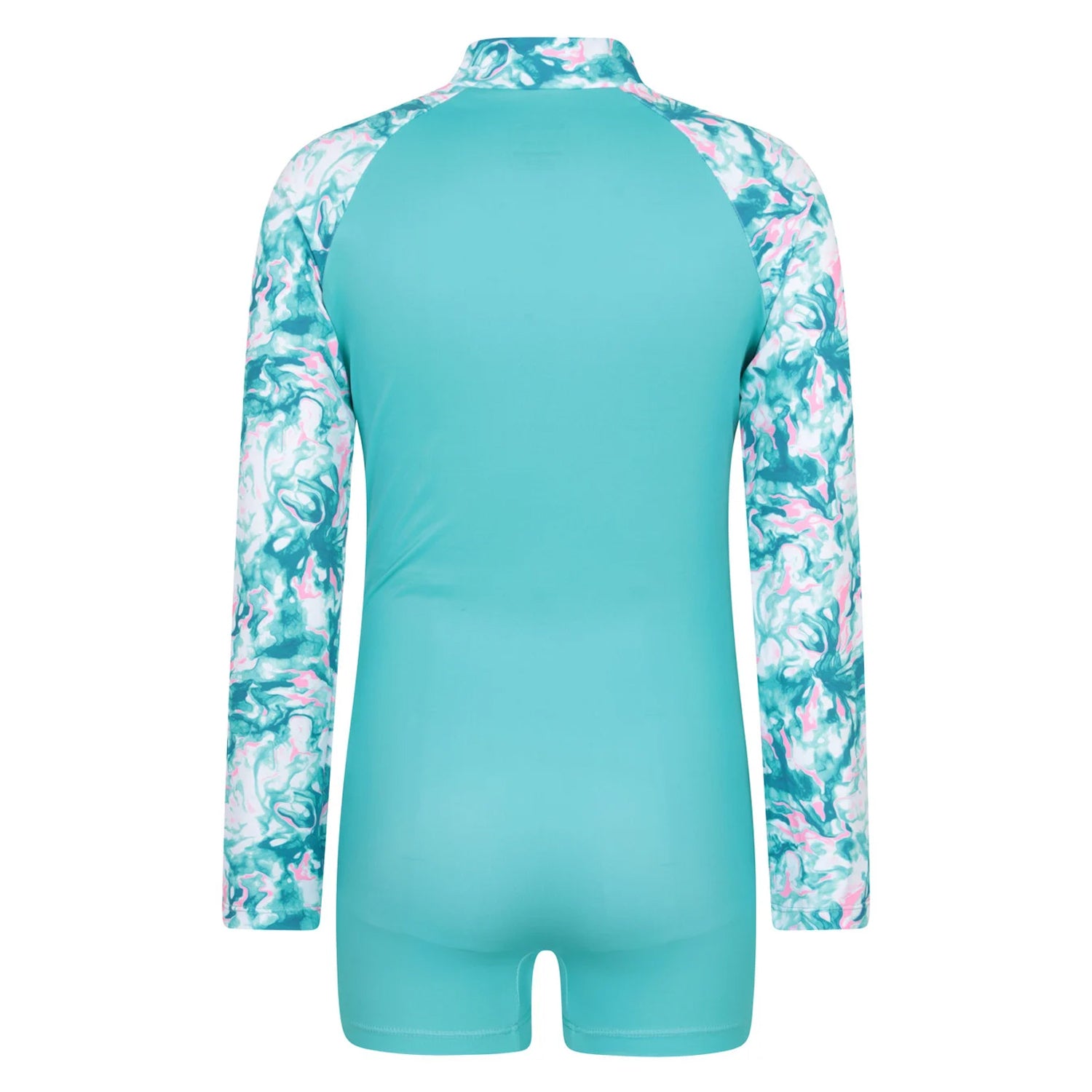 Turquoise - Back - Mountain Warehouse Childrens-Kids Mira Marble Effect Long-Sleeved Rash Guard