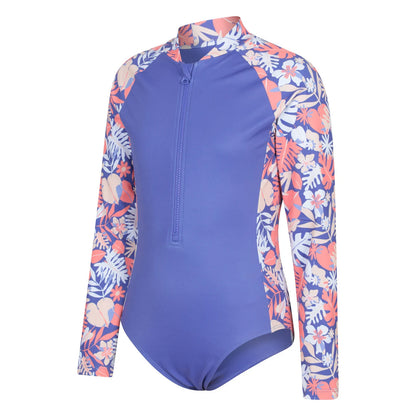 Purple - Side - Mountain Warehouse Childrens-Kids Mira Floral Rash Guard