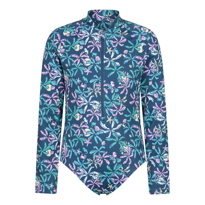 Dark Teal - Front - Mountain Warehouse Childrens-Kids Mira Palm Leaf Rash Guard