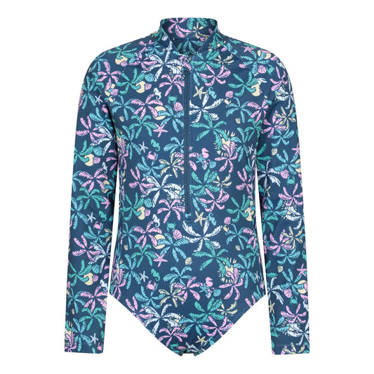 Dark Teal - Front - Mountain Warehouse Childrens-Kids Mira Palm Leaf Rash Guard