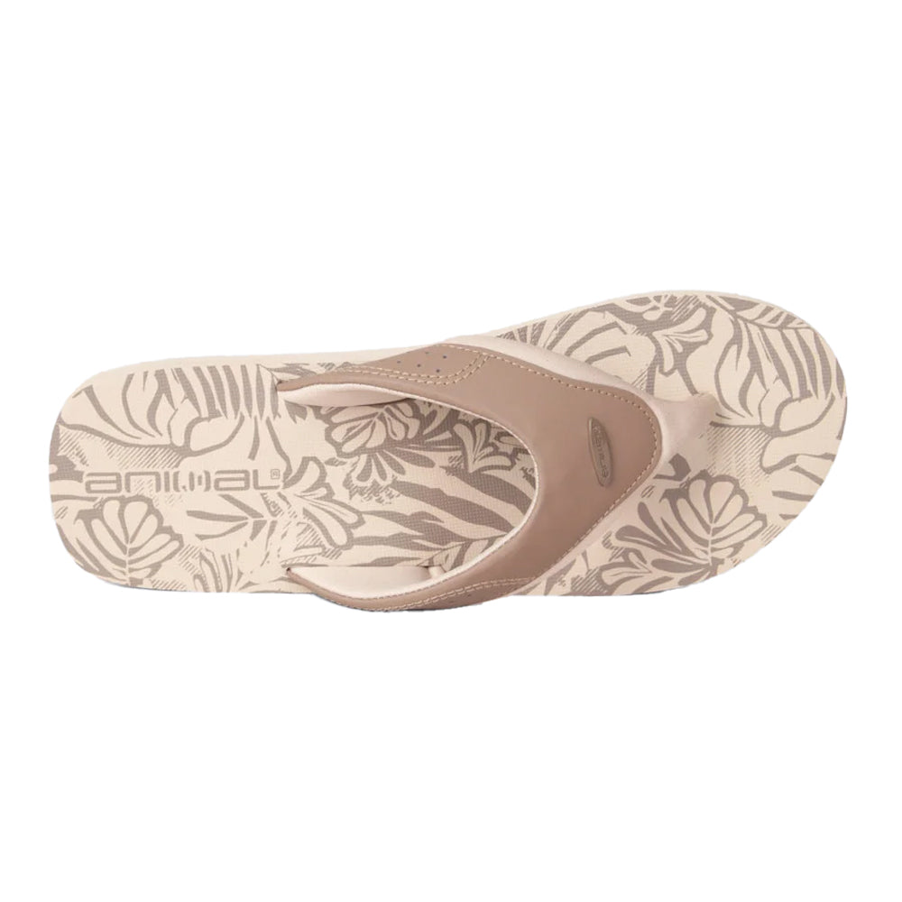 Beige - Back - Animal Mens Jekyl Leaves Flip Flops