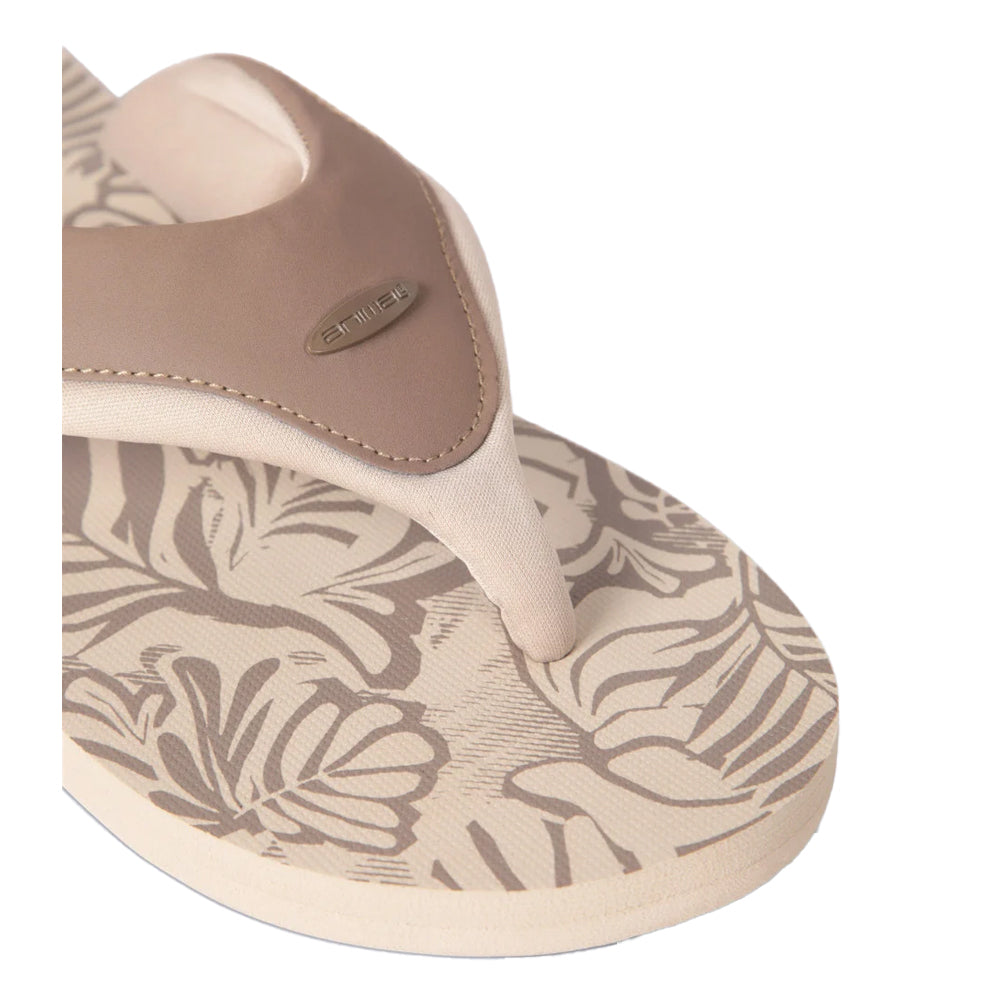 Beige - Pack Shot - Animal Mens Jekyl Leaves Flip Flops