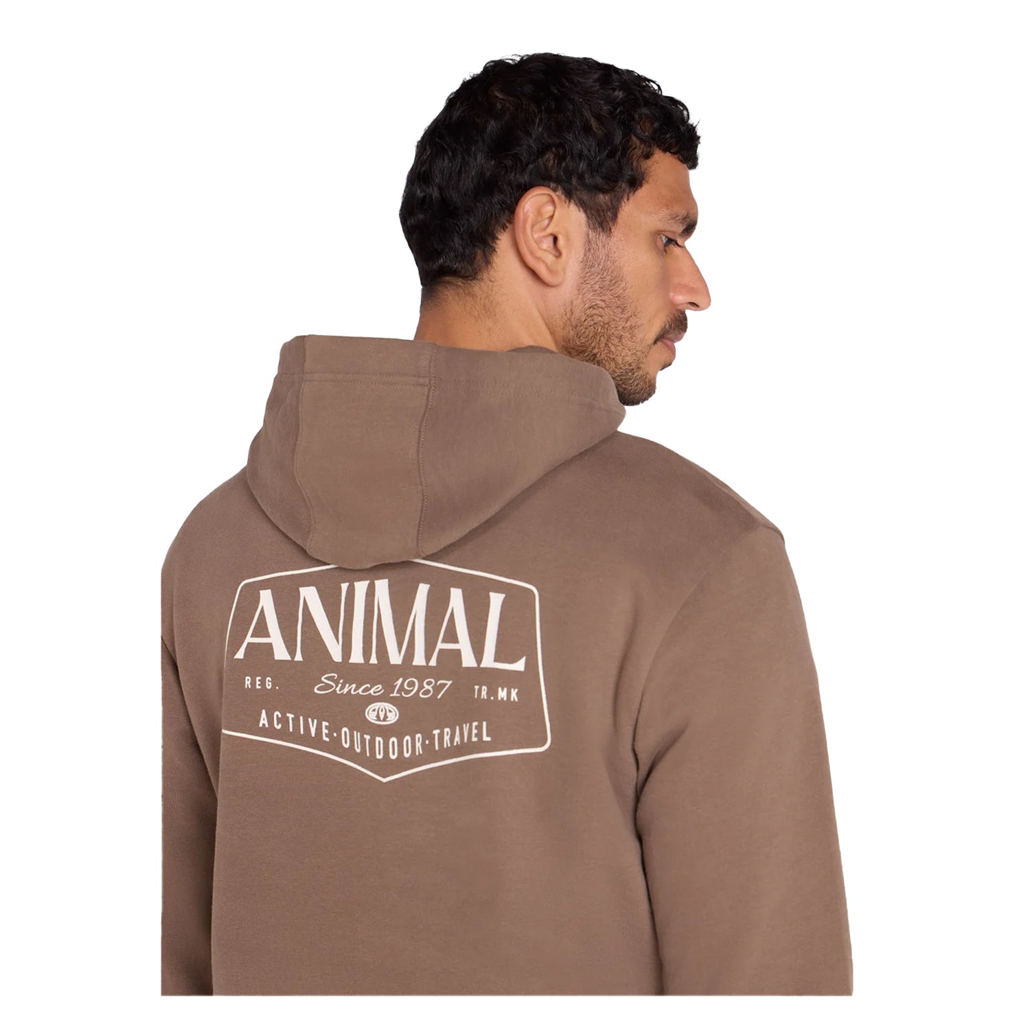 Brown - Side - Animal Mens River Logo Hoodie