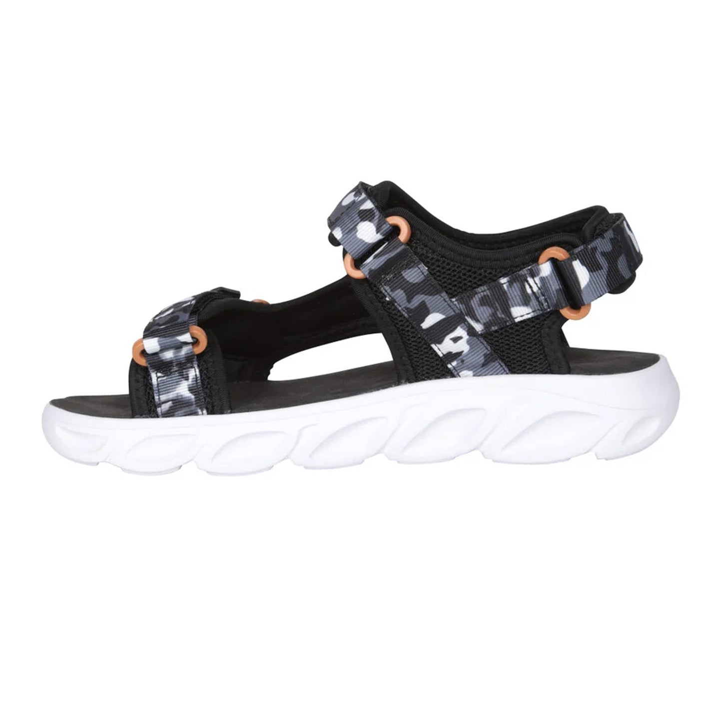 Black - Side - Mountain Warehouse Childrens-Kids Ripple Camo Lightweight Adjustable Outdoor Sandals