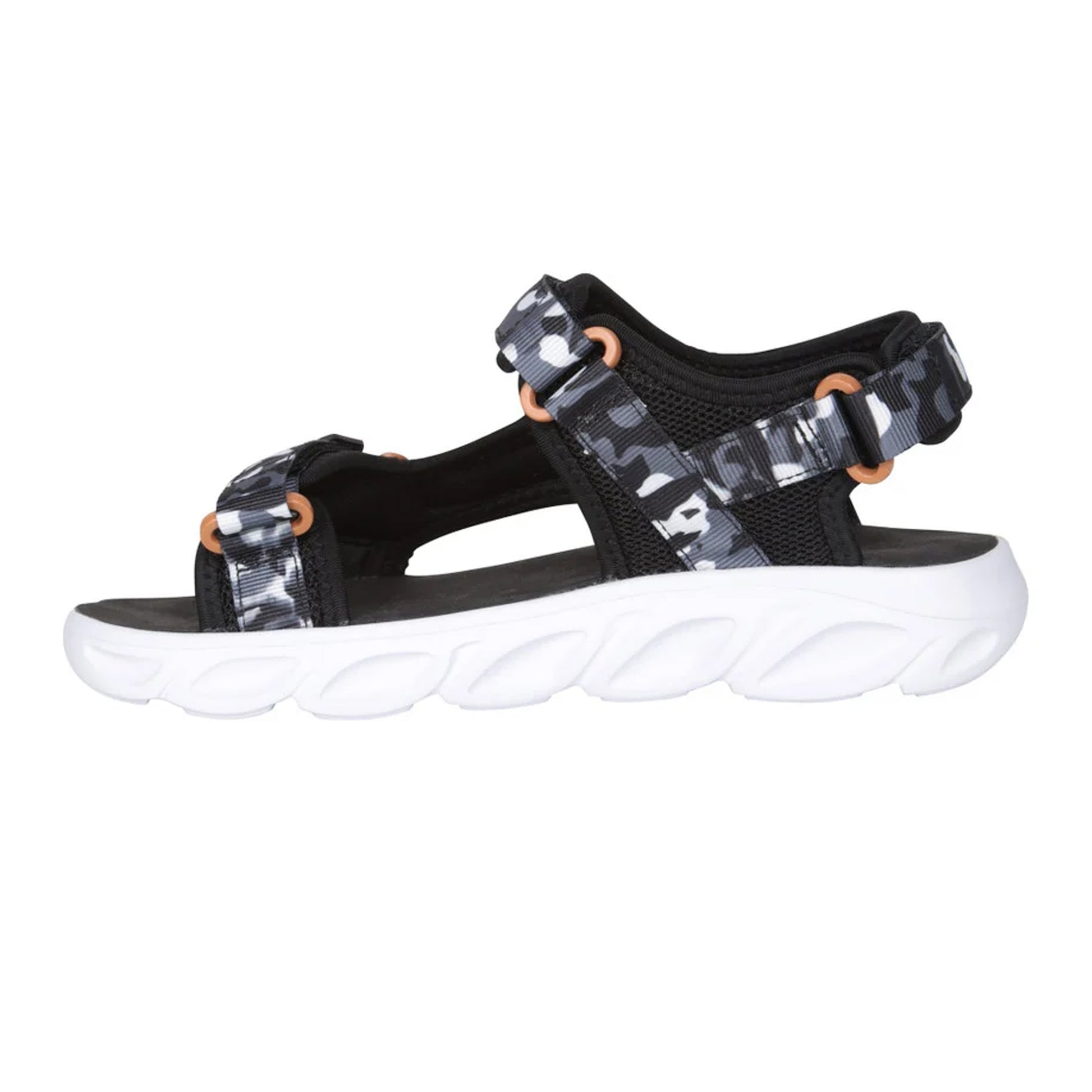 Black - Side - Mountain Warehouse Childrens-Kids Ripple Camo Lightweight Adjustable Outdoor Sandals
