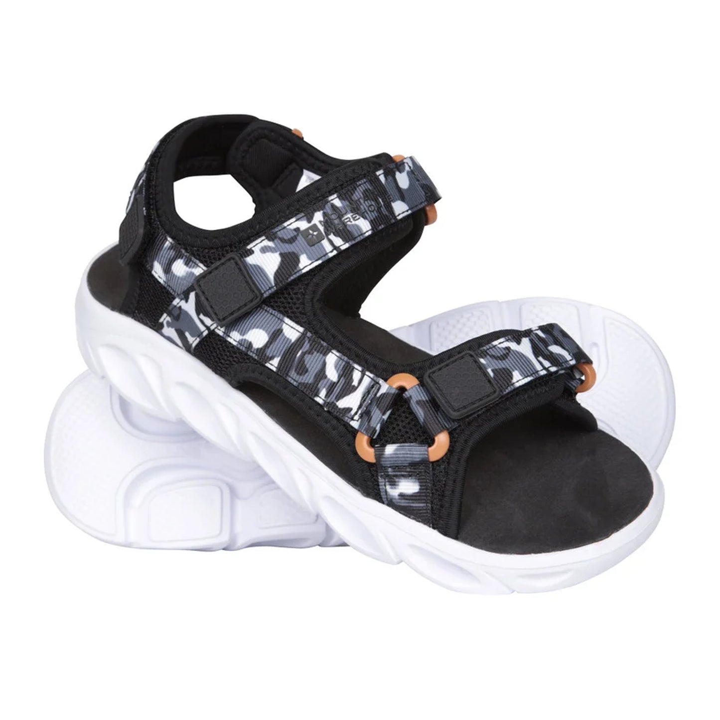 Black - Close up - Mountain Warehouse Childrens-Kids Ripple Camo Lightweight Adjustable Outdoor Sandals